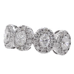 JAY FEDER 18K WHITE GOLD DIAMOND OVAL HALO HALFWAY BAND RING