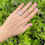 JAY FEDER 18K WHITE GOLD DIAMOND OVAL HALO HALFWAY BAND RING