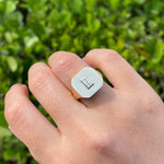 DOVES 18k Yellow Gold Baguette Diamond Mondrian Invisible Set Ring