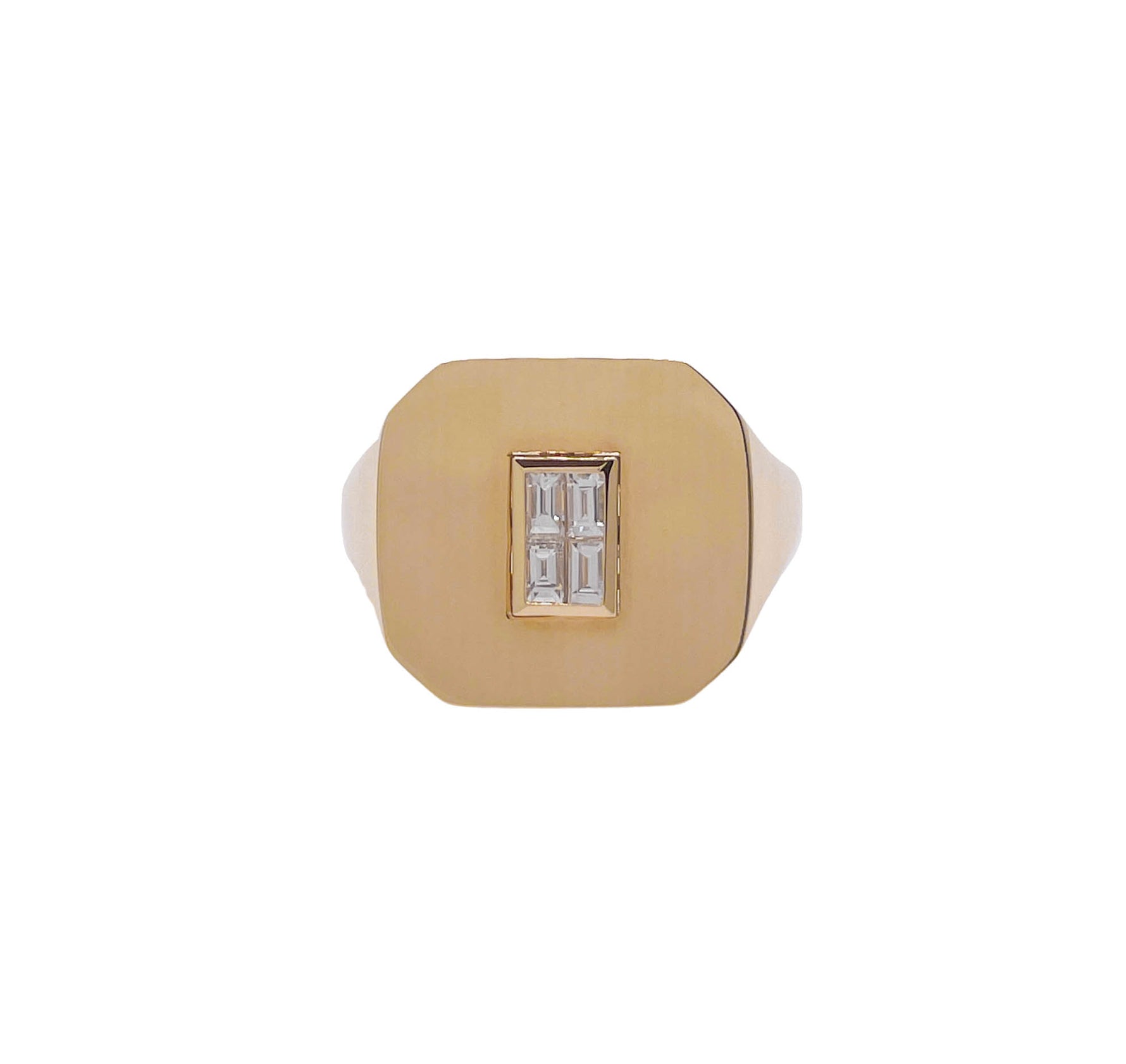 DOVES 18k Yellow Gold Baguette Diamond Mondrian Invisible Set Ring