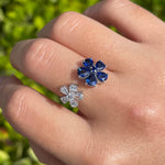 Jay Feder 18k White Gold Diamond Sapphire Cluster Crossover Ring