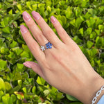 Jay Feder 18k White Gold Diamond Sapphire Cluster Crossover Ring
