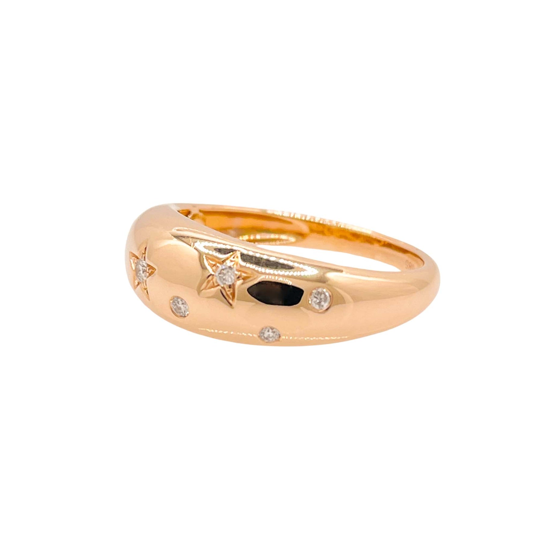 Jay Feder 14k Yellow Gold Diamond Stars Dome Band Ring