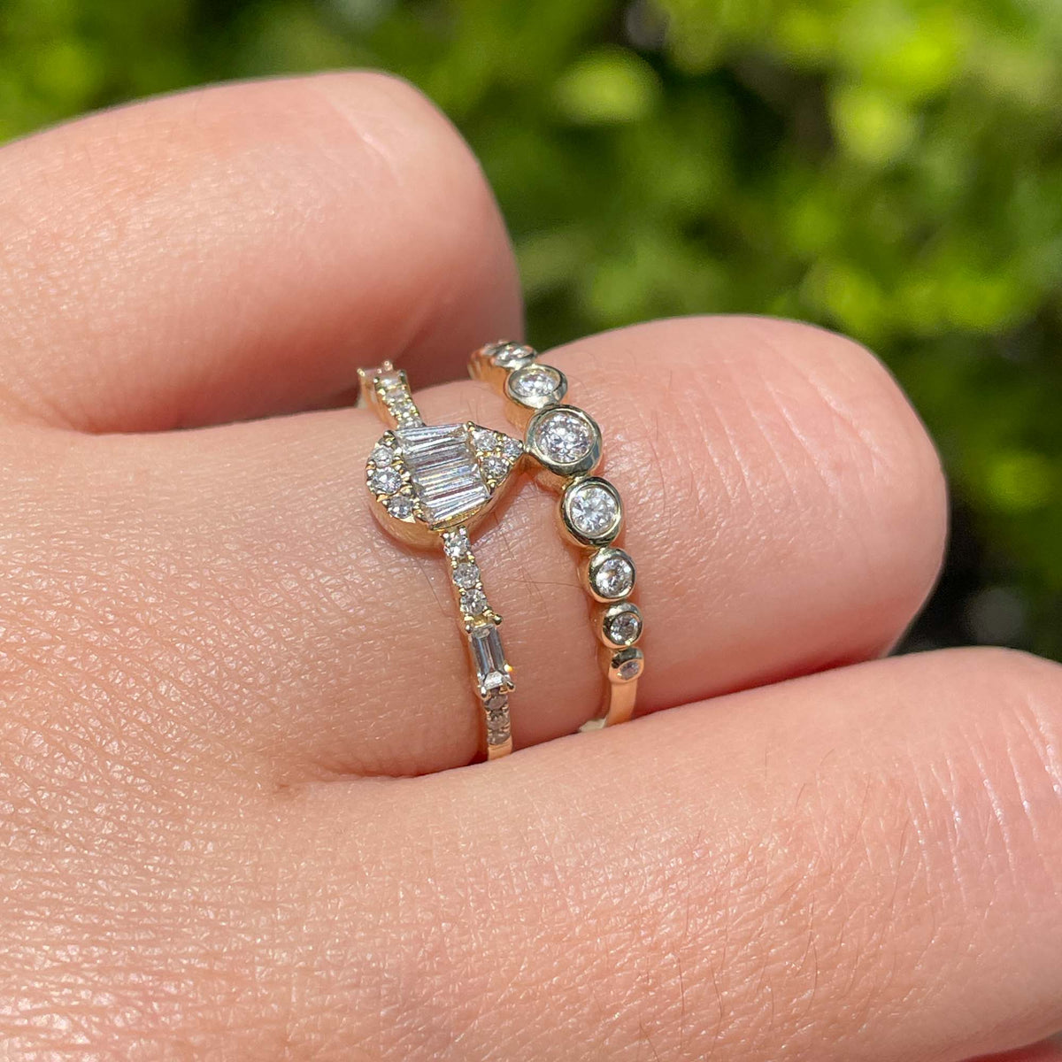 Jay Feder 14k Yellow Gold Diamond Pear Cluster Band Ring