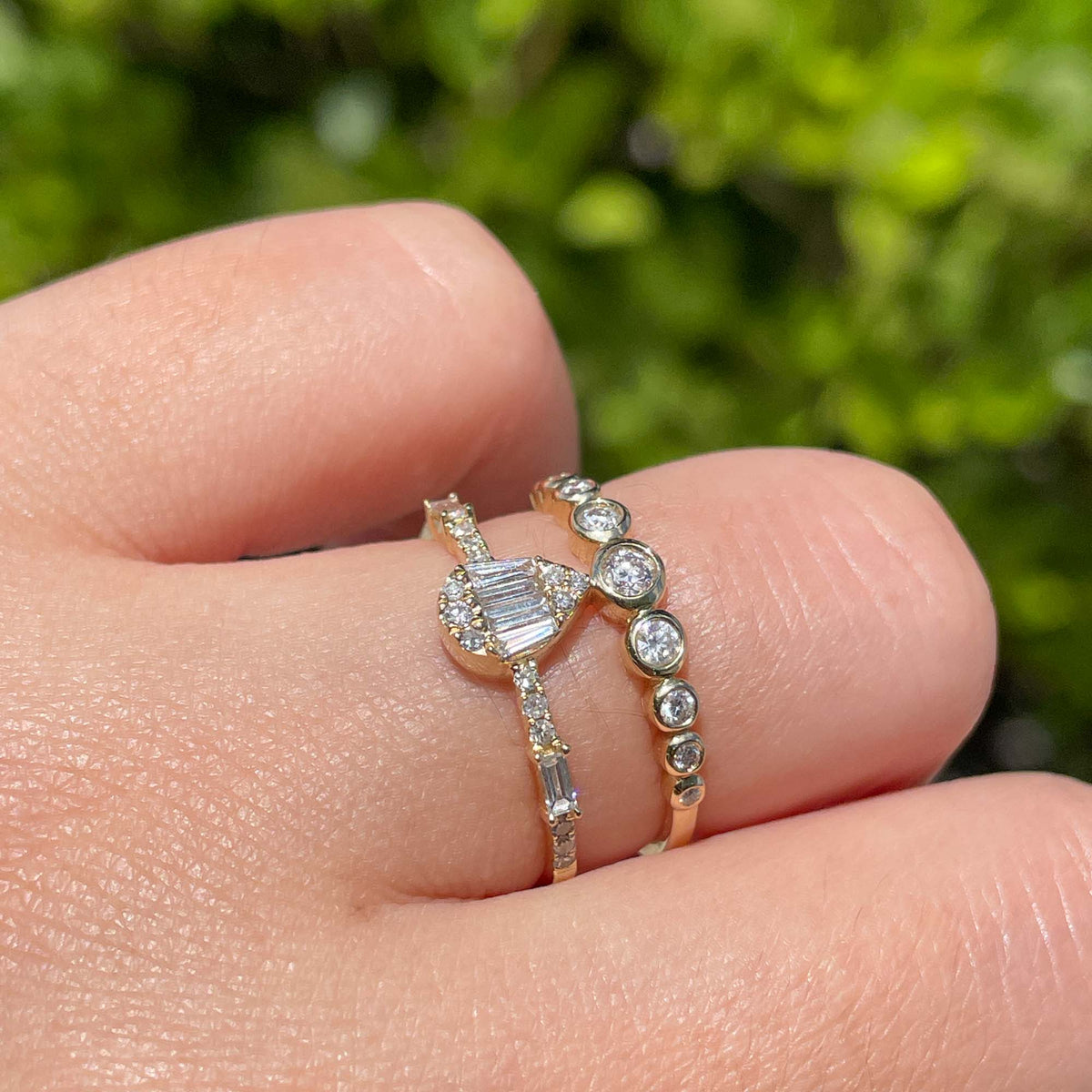 Jay Feder 14k Yellow Gold Diamond Pear Cluster Band Ring