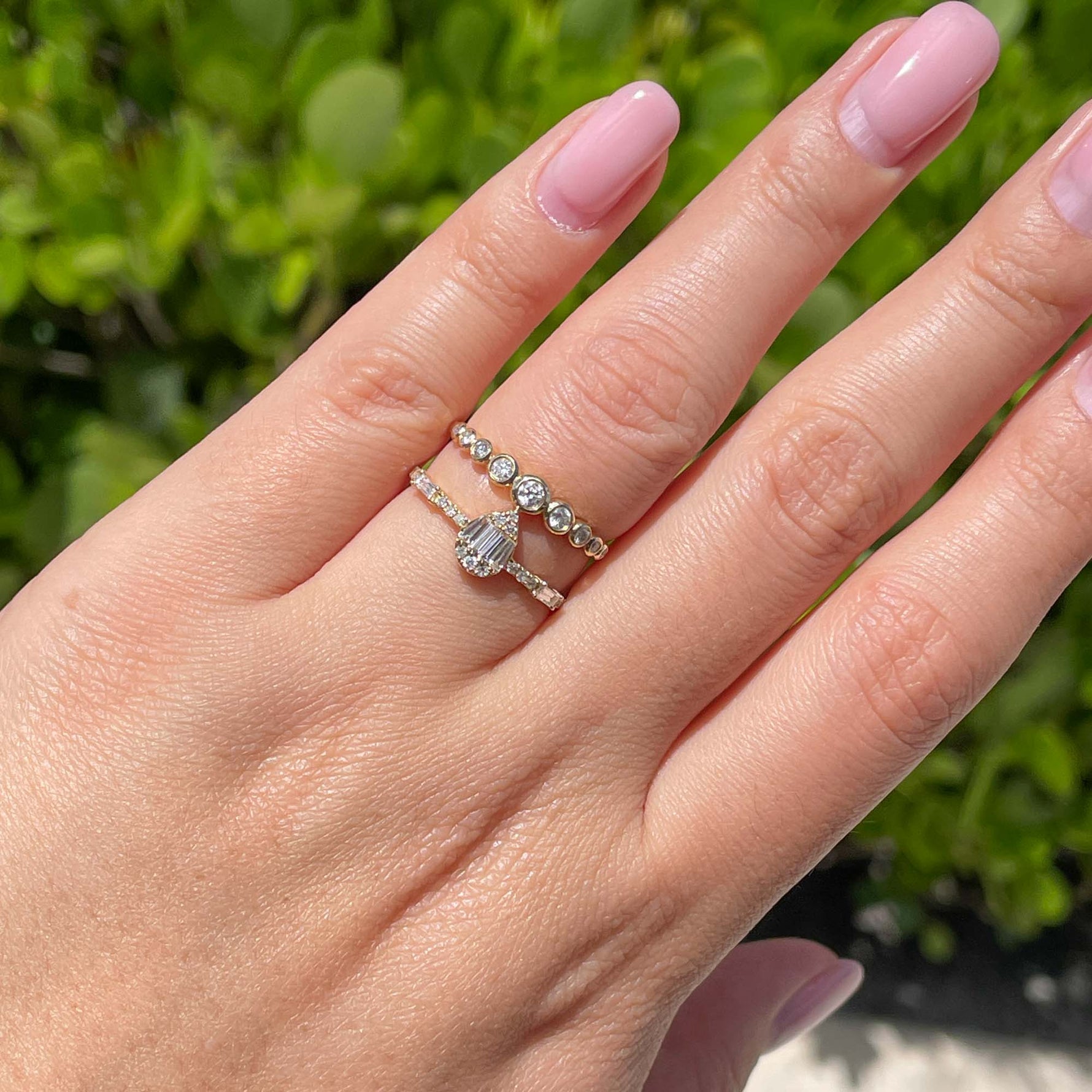 Jay Feder 14k Yellow Gold Diamond Pear Cluster Band Ring