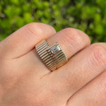 JAY FEDER 14K YELLOW GOLD EMERALD DIAMOND COIL WRAP RING