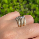 JAY FEDER 14K YELLOW GOLD EMERALD DIAMOND COIL WRAP RING