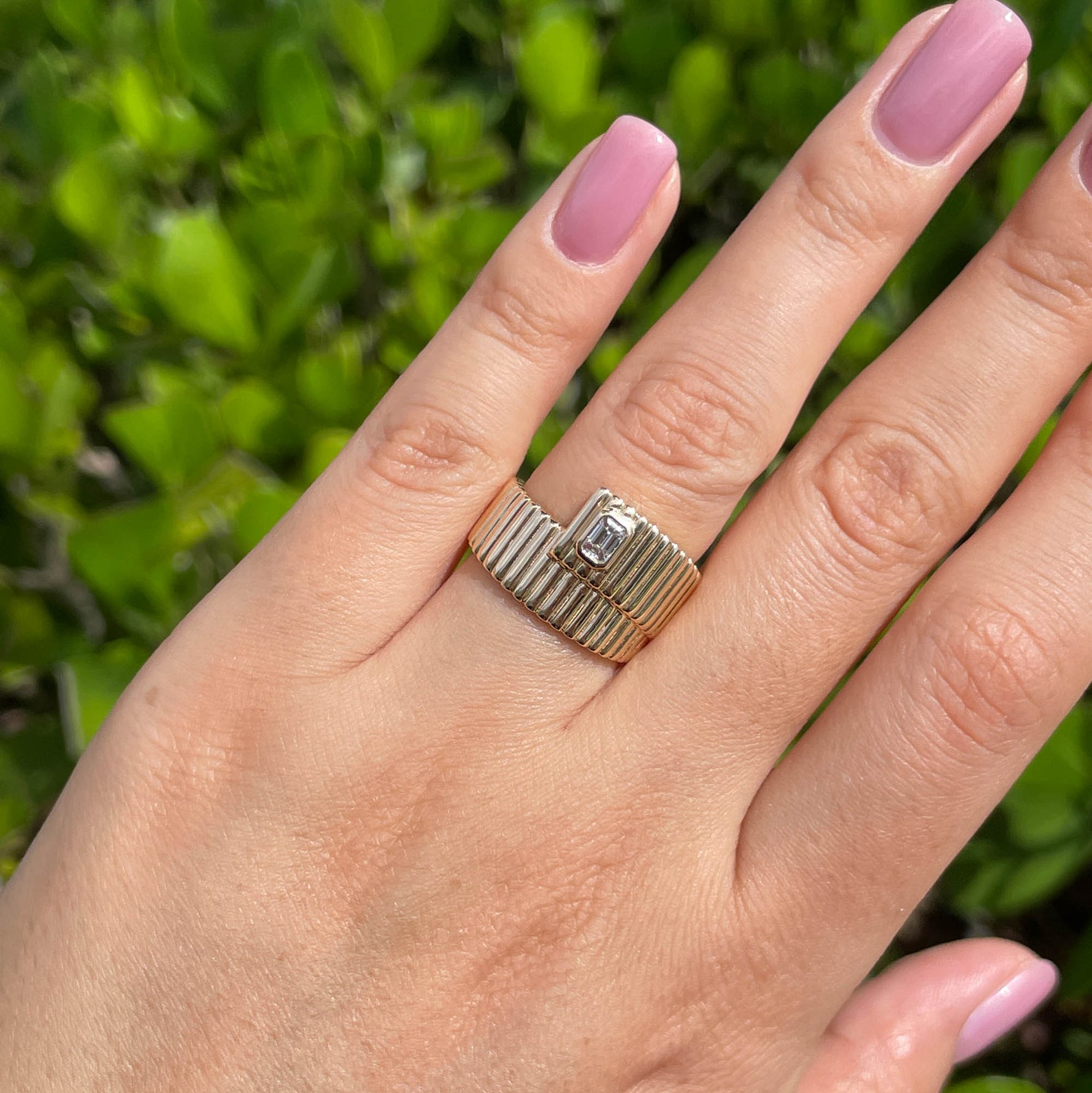 JAY FEDER 14K YELLOW GOLD EMERALD DIAMOND COIL WRAP RING