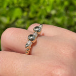 Jay Feder 14k White Gold Diamond Pave Gold Ball Band Ring