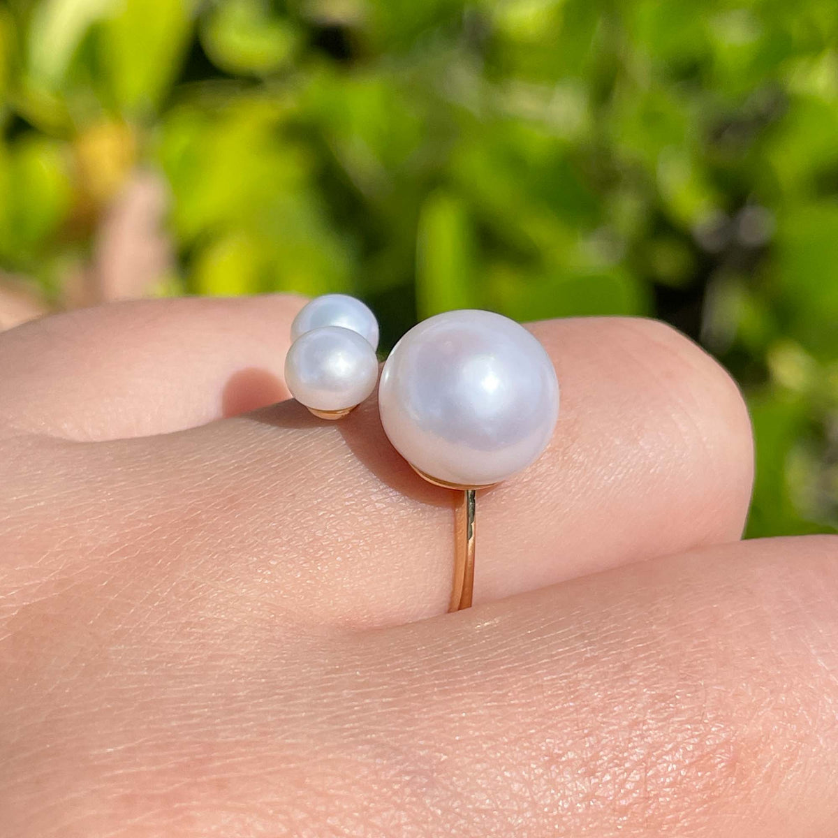 Jay Feder 18k Yellow Gold 3 Pearl Crossover Ring