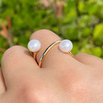 Jay Feder 18k Yellow Gold Pearl Crossover Wrap Ring