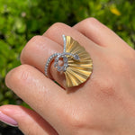 JAY FEDER 18K TWO TONE GOLD DIAMOND FAN PLISSE RING