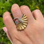 JAY FEDER 18K TWO TONE GOLD DIAMOND FAN PLISSE RING