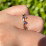 Khai Khai 18k Yellow Gold Pink Sapphire Diamond Crown Band Ring