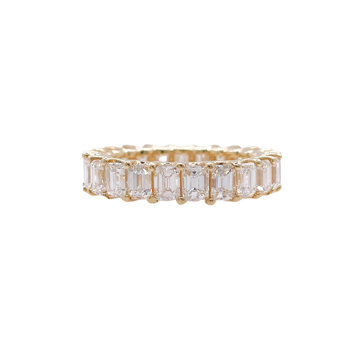 JAY FEDER 18K YELLOW GOLD EMERALD CUT DIAMOND ETERNITY WEDDING BAND