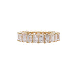 JAY FEDER 18K YELLOW GOLD EMERALD CUT DIAMOND ETERNITY WEDDING BAND