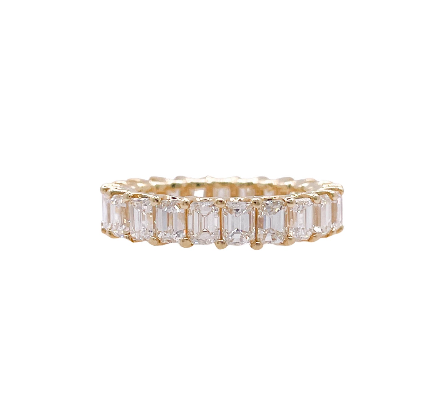 JAY FEDER 18K YELLOW GOLD EMERALD CUT DIAMOND ETERNITY WEDDING BAND