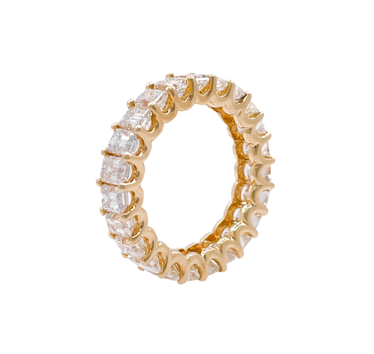 JAY FEDER 18K YELLOW GOLD EMERALD CUT DIAMOND ETERNITY WEDDING BAND