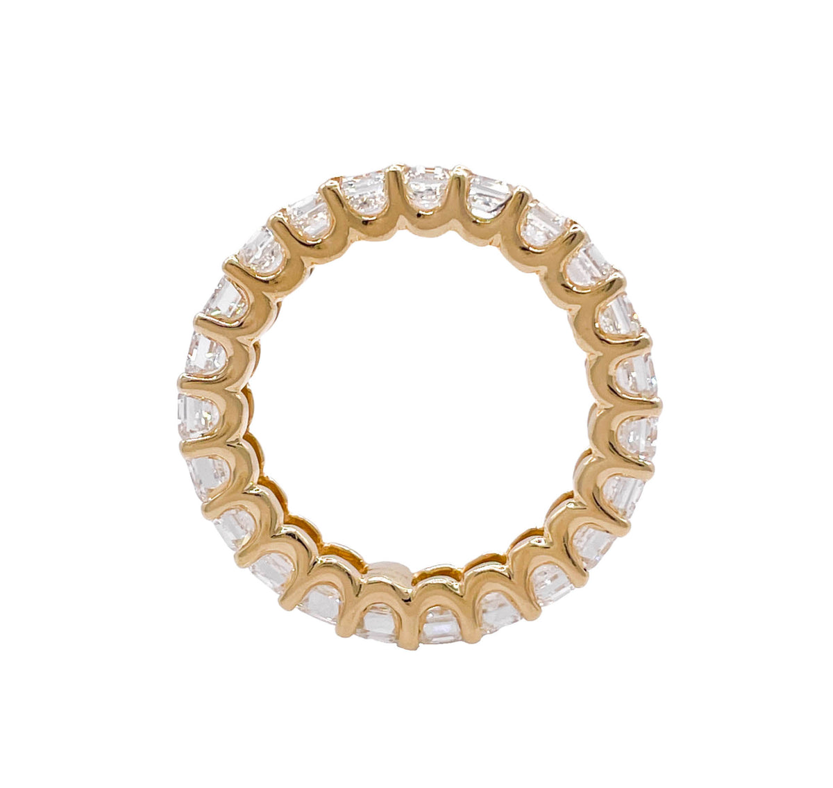 JAY FEDER 18K YELLOW GOLD EMERALD CUT DIAMOND ETERNITY WEDDING BAND