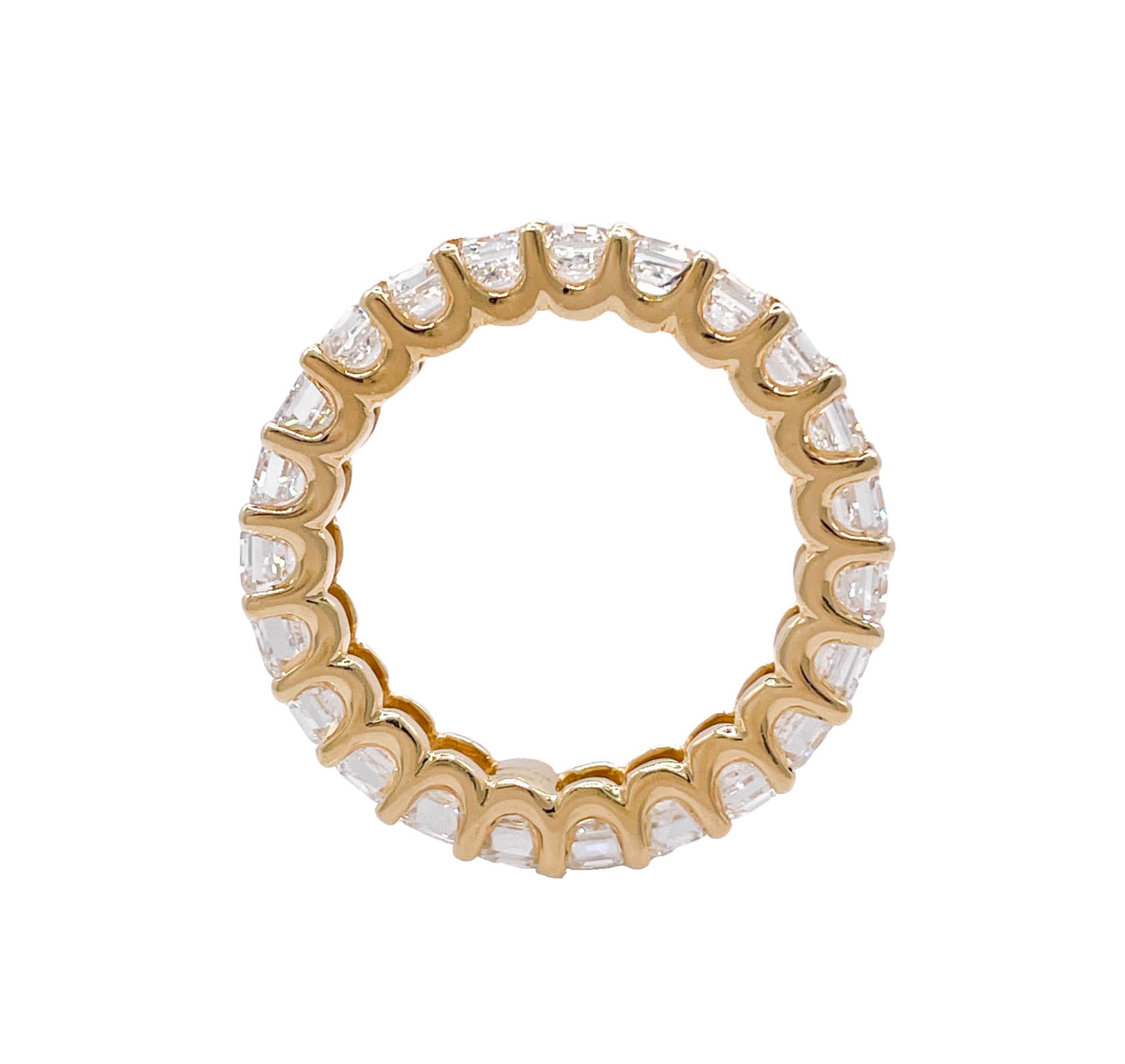 JAY FEDER 18K YELLOW GOLD EMERALD CUT DIAMOND ETERNITY WEDDING BAND