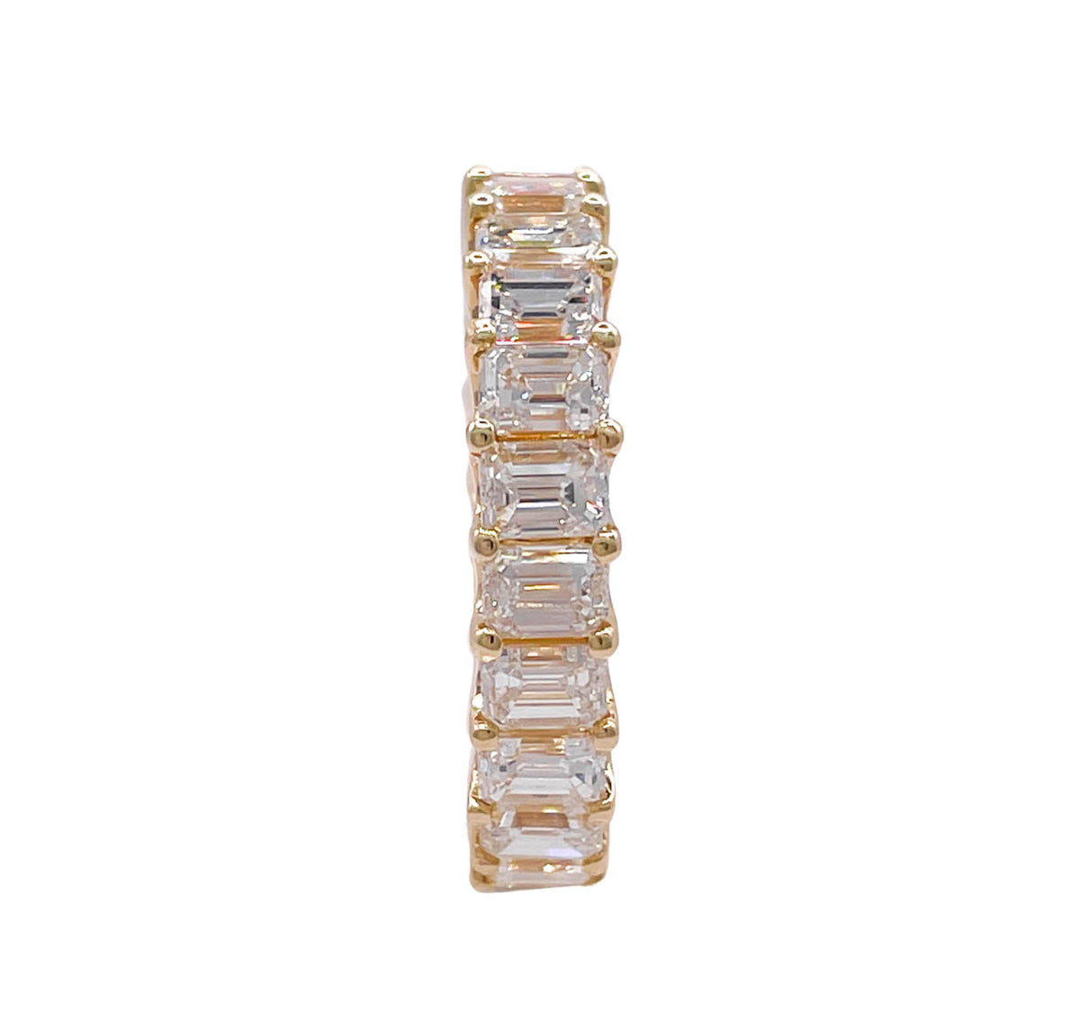 JAY FEDER 18K YELLOW GOLD EMERALD CUT DIAMOND ETERNITY WEDDING BAND
