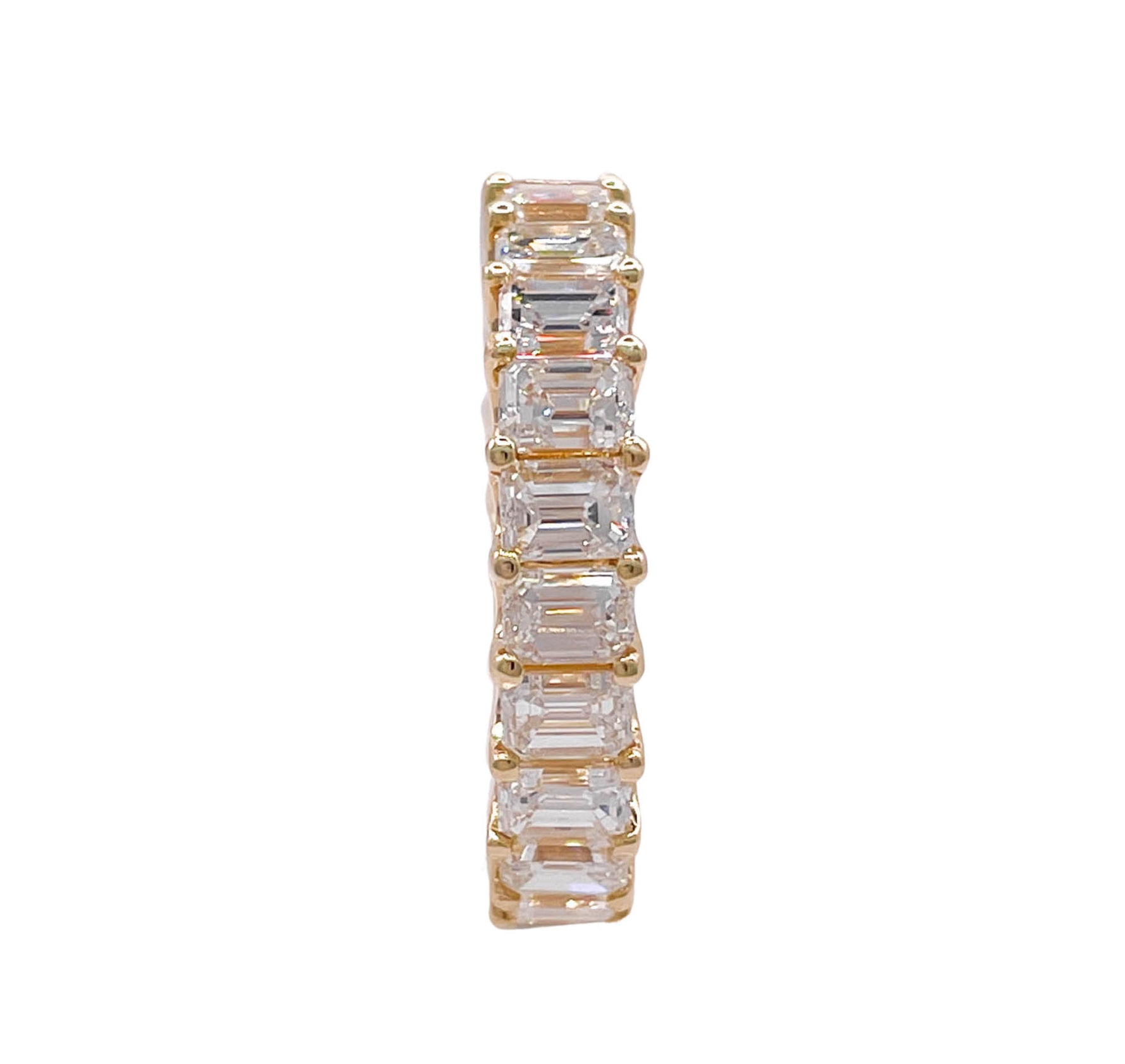 JAY FEDER 18K YELLOW GOLD EMERALD CUT DIAMOND ETERNITY WEDDING BAND