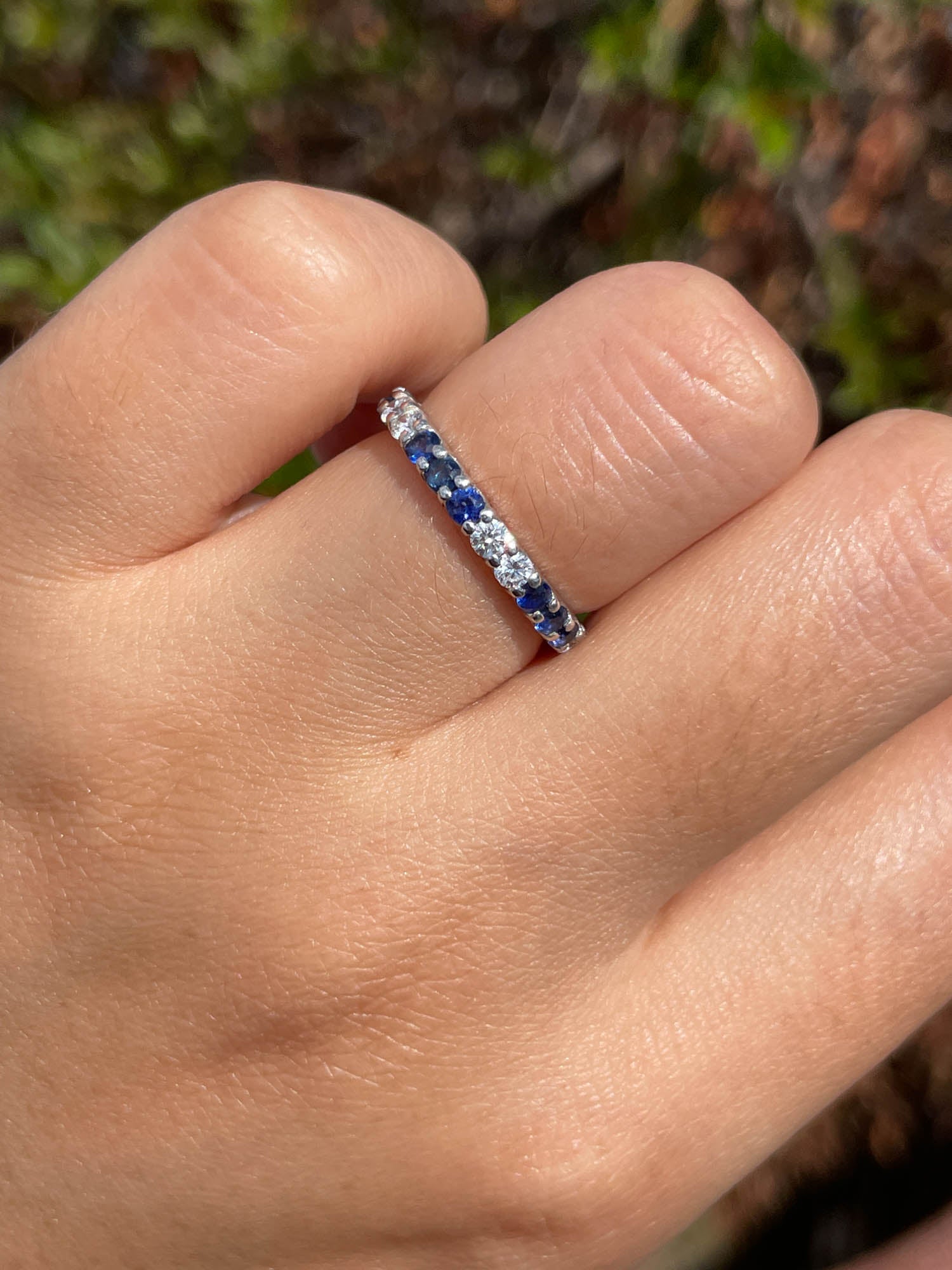 Jay Feder 18K White Gold Diamond Sapphire Eternity Band