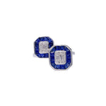 JAY FEDER 14K WHITE GOLD DIAMOND SAPPHIRE "TOI ET MOI" RING