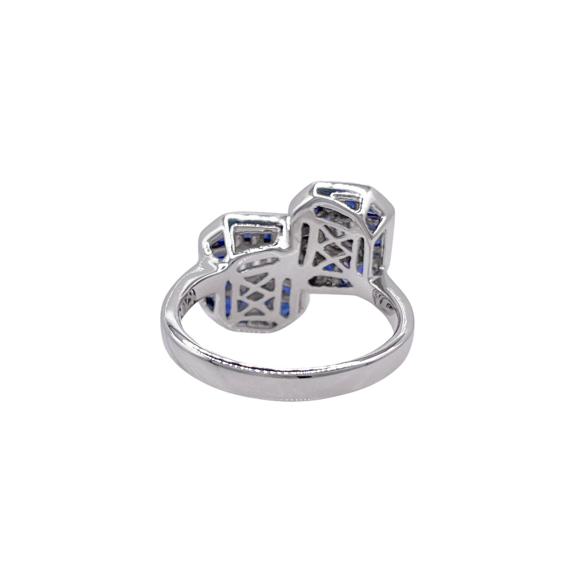 JAY FEDER 14K WHITE GOLD DIAMOND SAPPHIRE "TOI ET MOI" RING