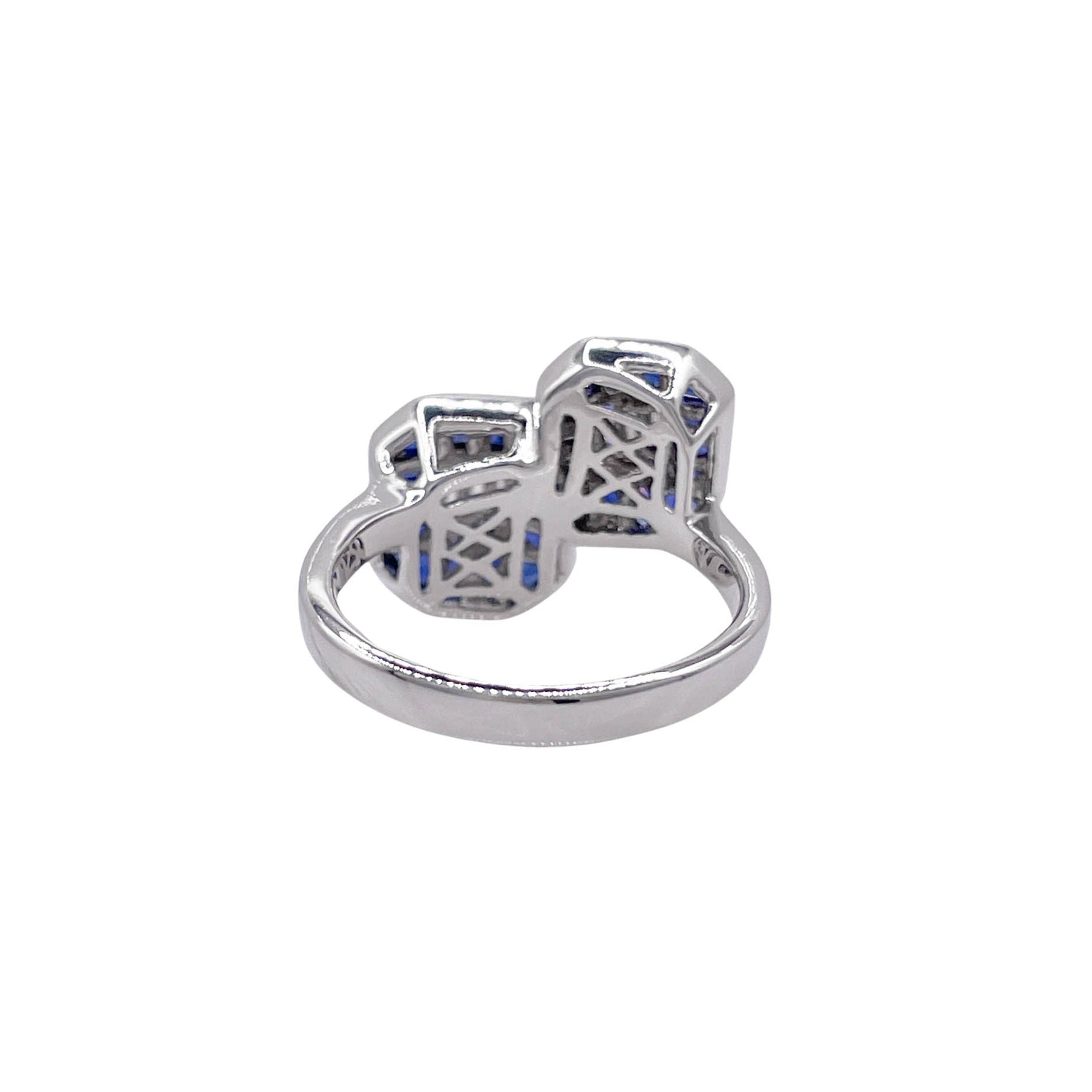 JAY FEDER 14K WHITE GOLD DIAMOND SAPPHIRE "TOI ET MOI" RING