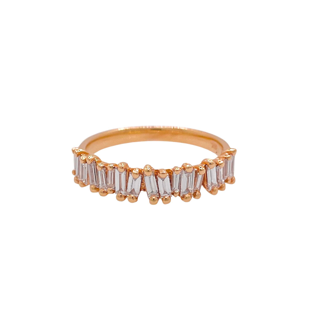 Jay Feder 18k Rose Gold Baguette Diamond Band Ring