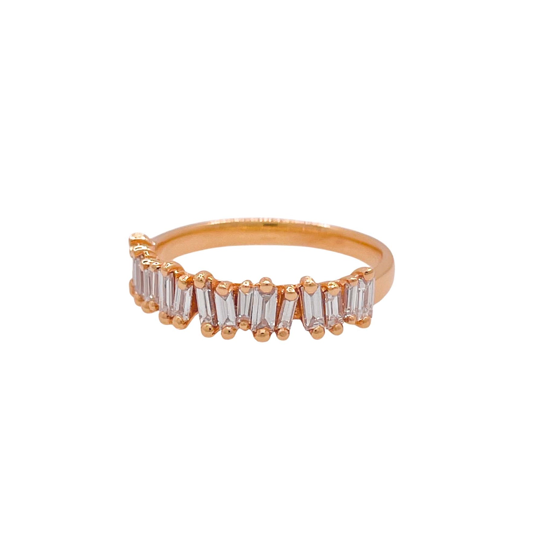 Jay Feder 18k Rose Gold Baguette Diamond Band Ring