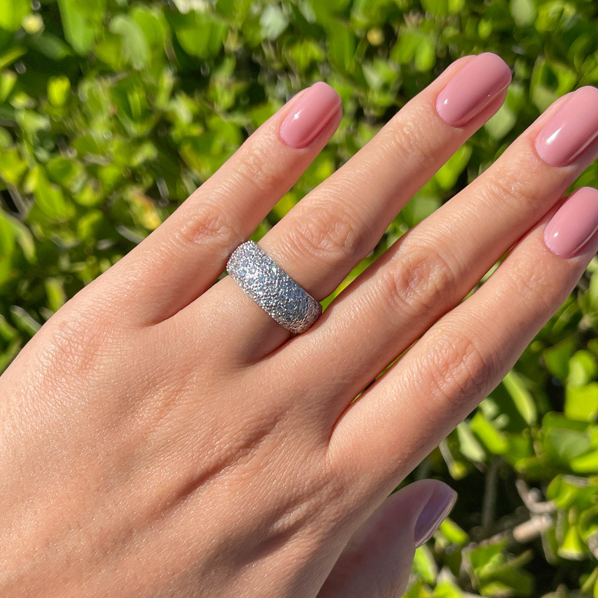 JAY FEDER PLATINUM DIAMOND PAVE BAND RING