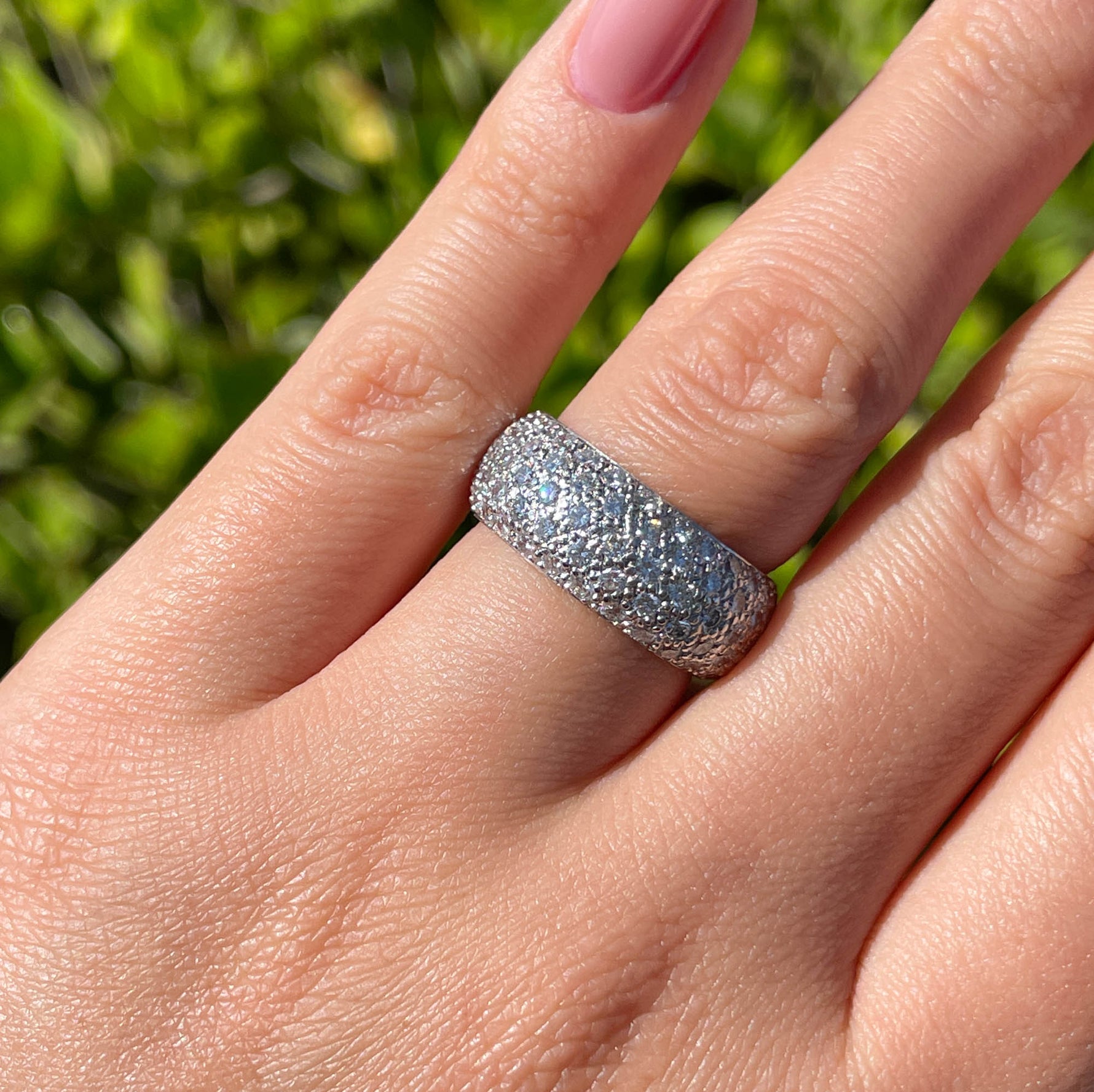 JAY FEDER PLATINUM DIAMOND PAVE BAND RING