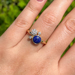 JAY FEDER 14K YELLOW GOLD LAPIS LAZULI DIAMOND RING