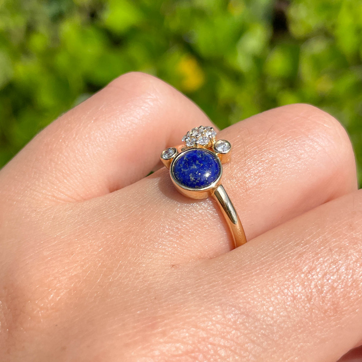 JAY FEDER 14K YELLOW GOLD LAPIS LAZULI DIAMOND RING