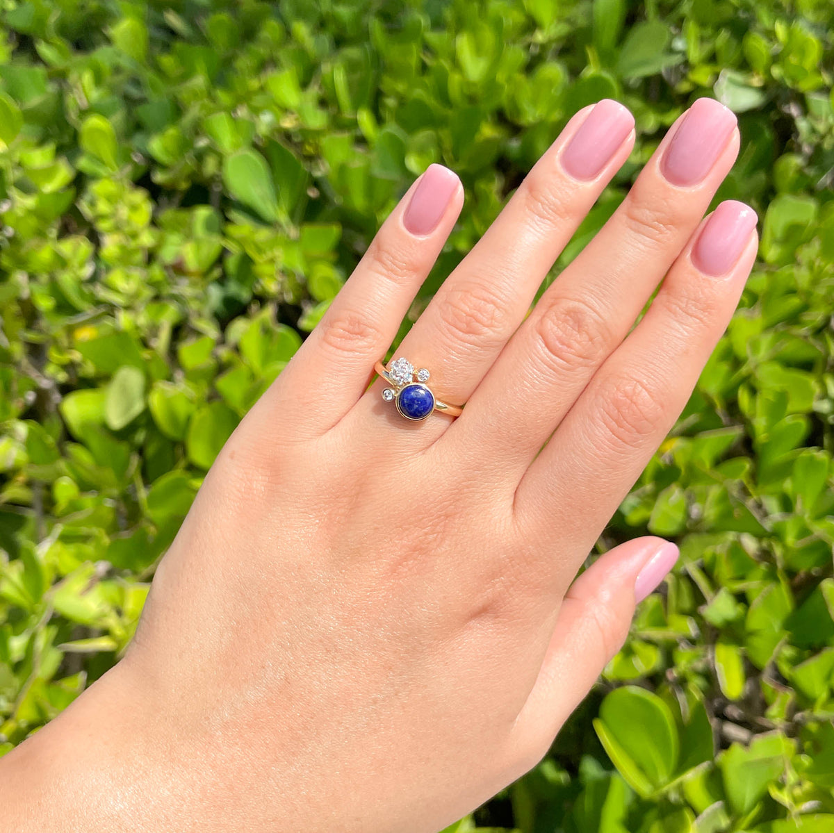 JAY FEDER 14K YELLOW GOLD LAPIS LAZULI DIAMOND RING