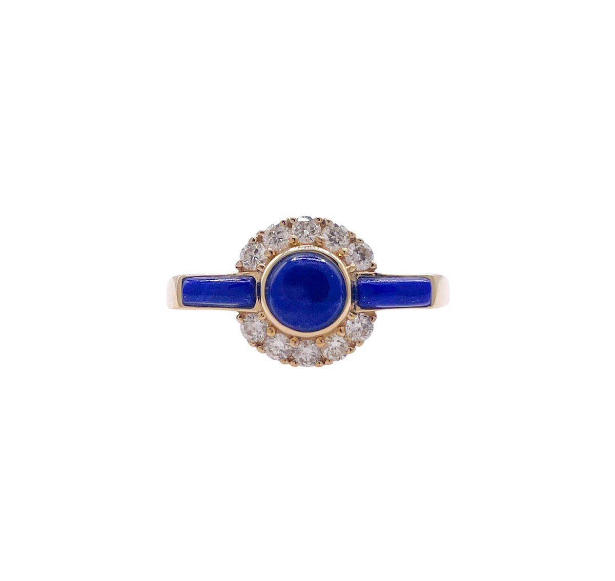 JAY FEDER 14K YELLOW GOLD LAPIS LAZULI DIAMOND RING