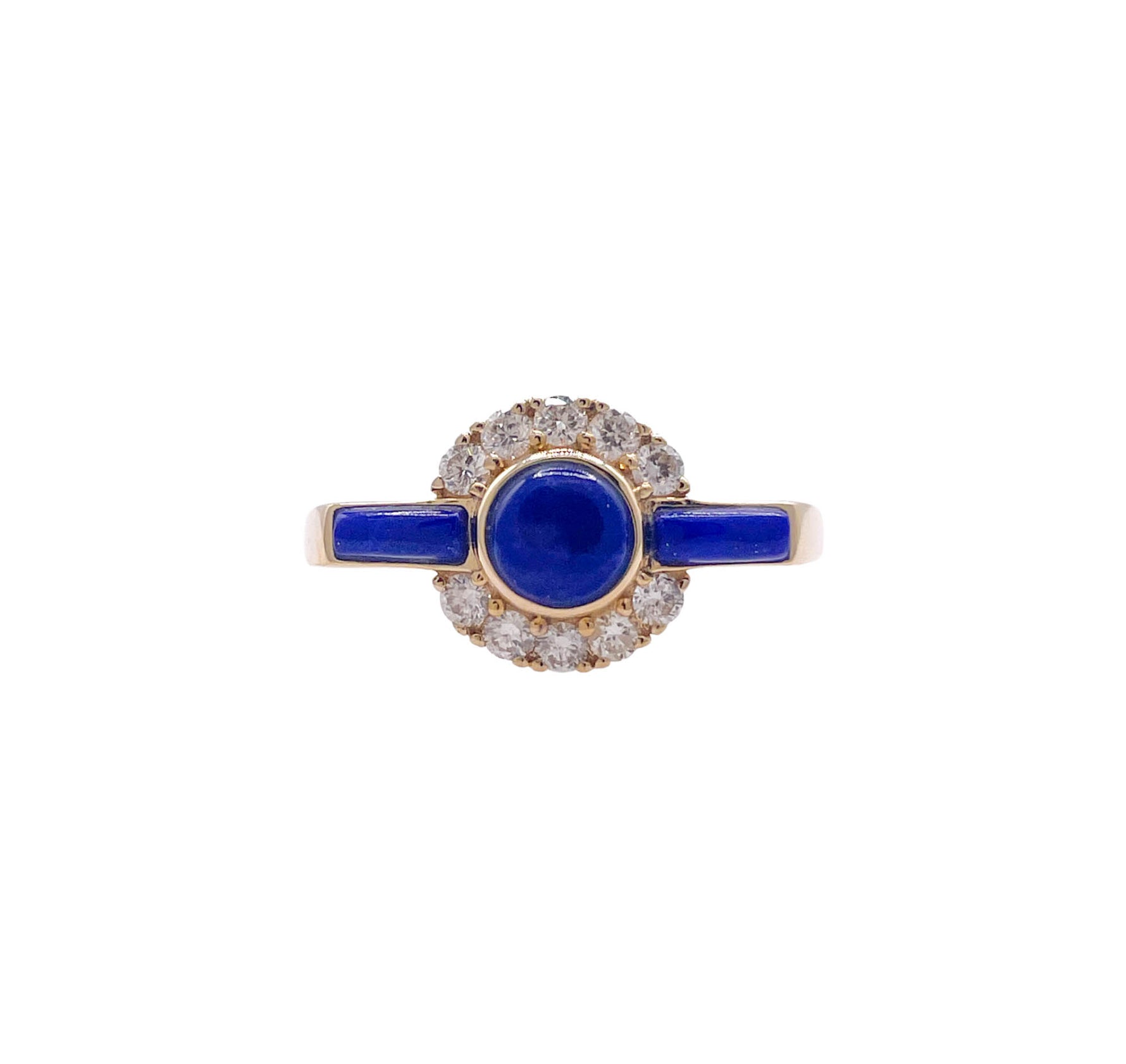 JAY FEDER 14K YELLOW GOLD LAPIS LAZULI DIAMOND RING