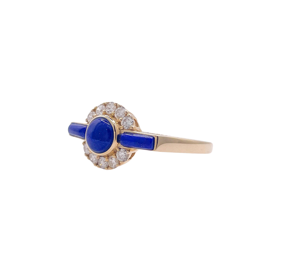 JAY FEDER 14K YELLOW GOLD LAPIS LAZULI DIAMOND RING