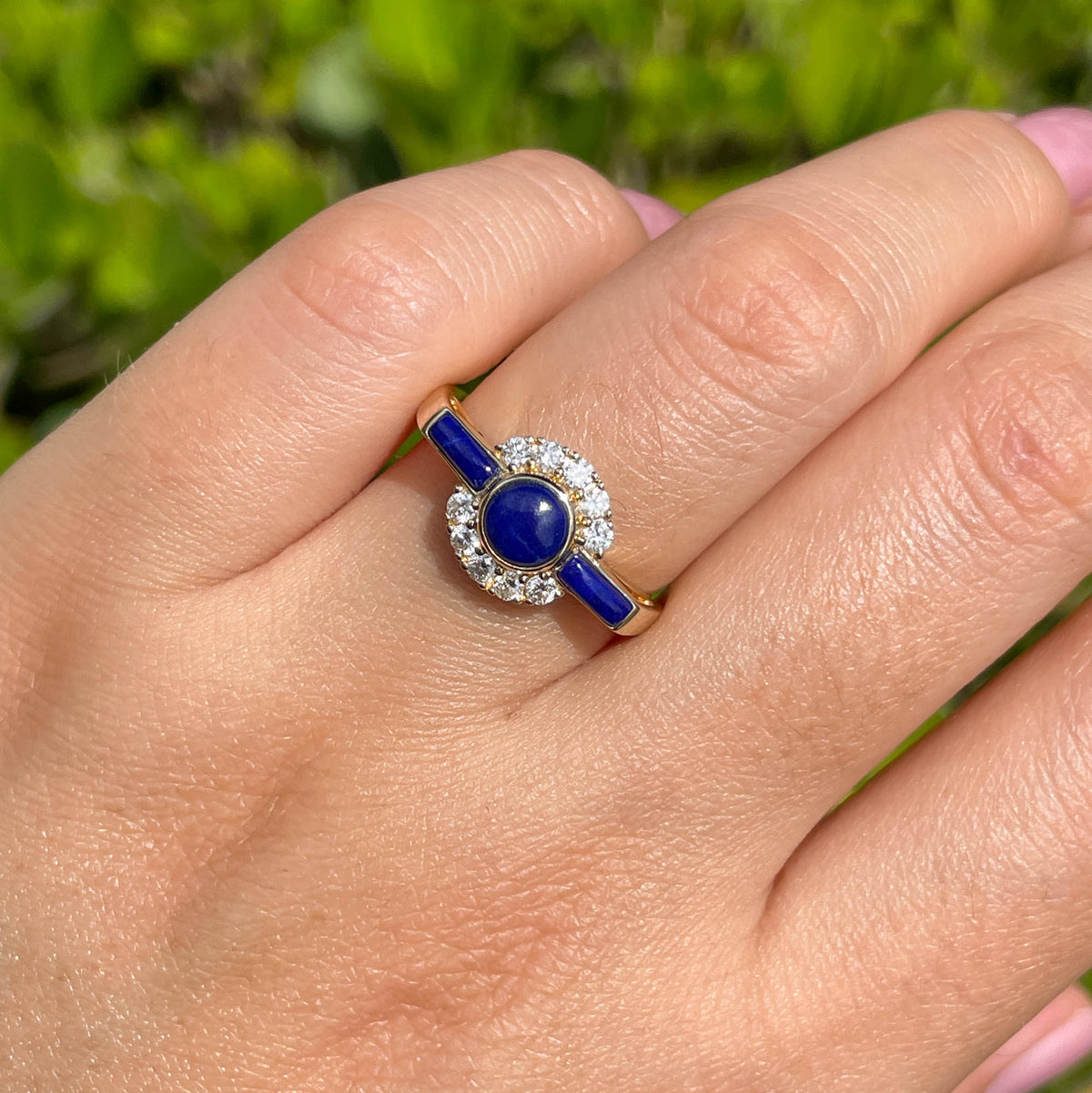 JAY FEDER 14K YELLOW GOLD LAPIS LAZULI DIAMOND RING