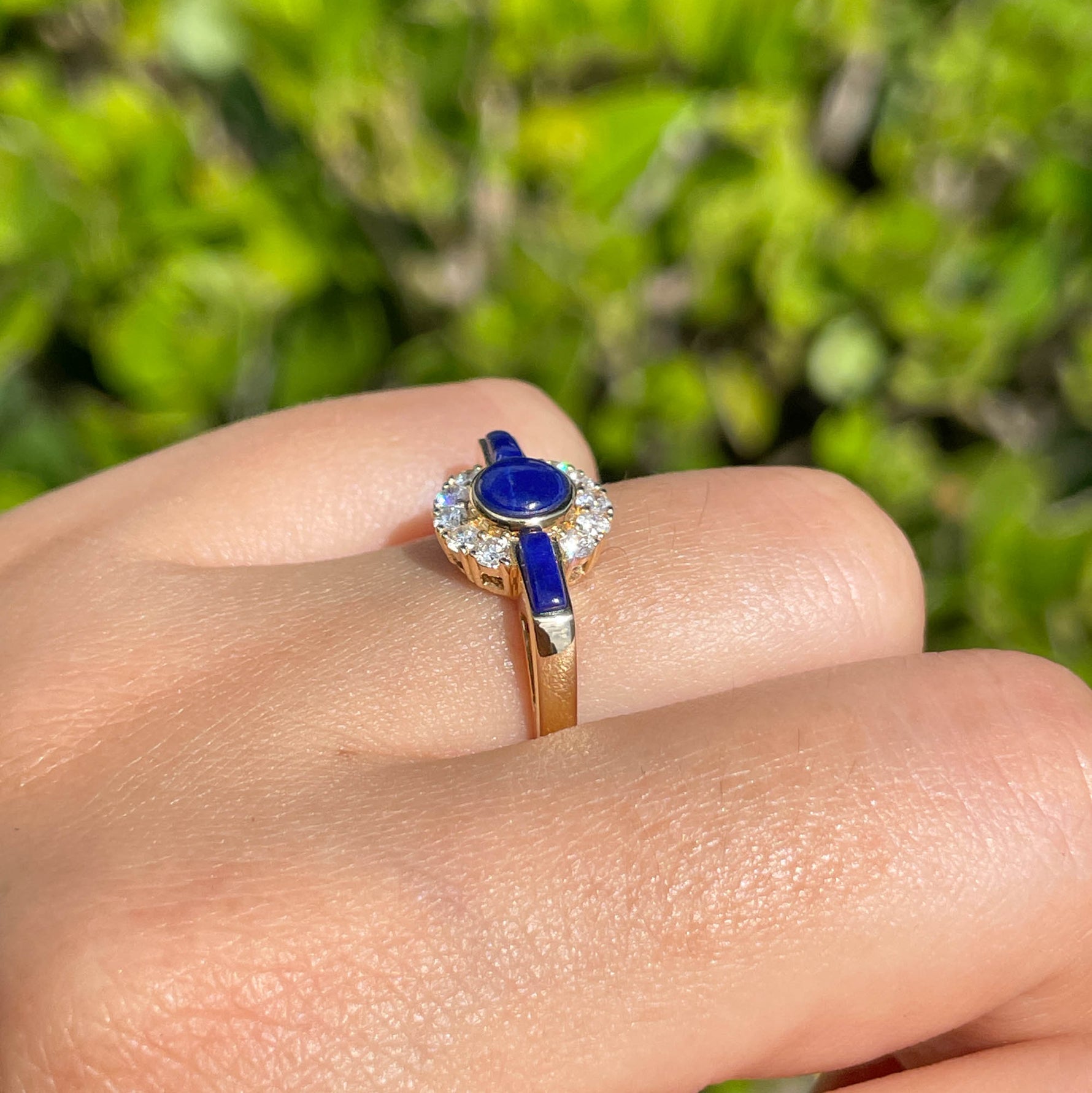 JAY FEDER 14K YELLOW GOLD LAPIS LAZULI DIAMOND RING