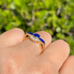 JAY FEDER 14K YELLOW GOLD LAPIS LAZULI DIAMOND RING