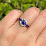 JAY FEDER 14K YELLOW GOLD LAPIS LAZULI DIAMOND RING