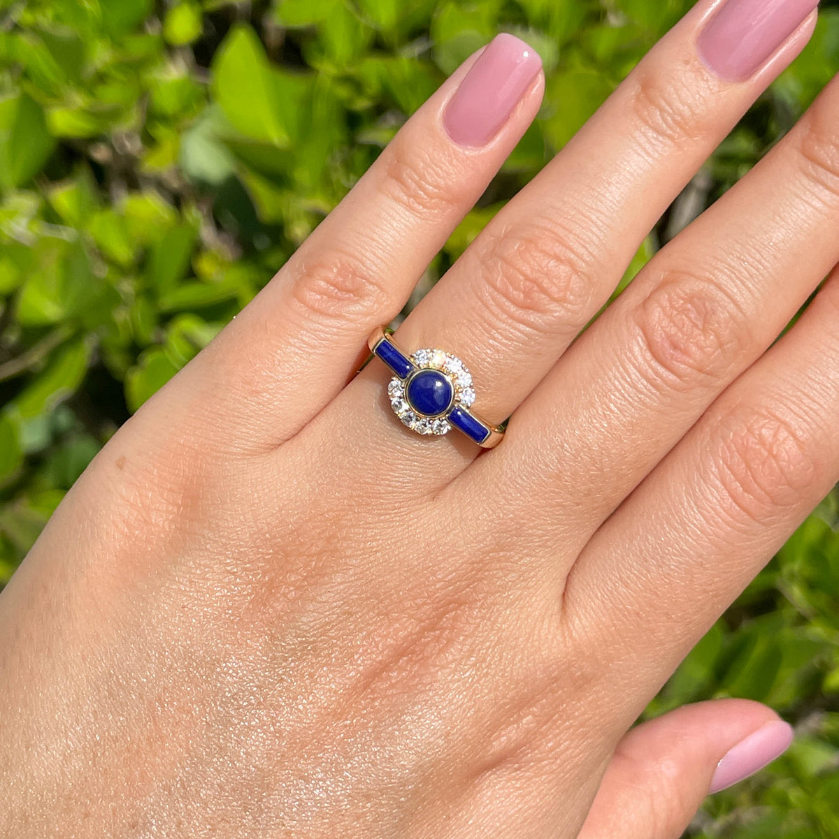 JAY FEDER 14K YELLOW GOLD LAPIS LAZULI DIAMOND RING