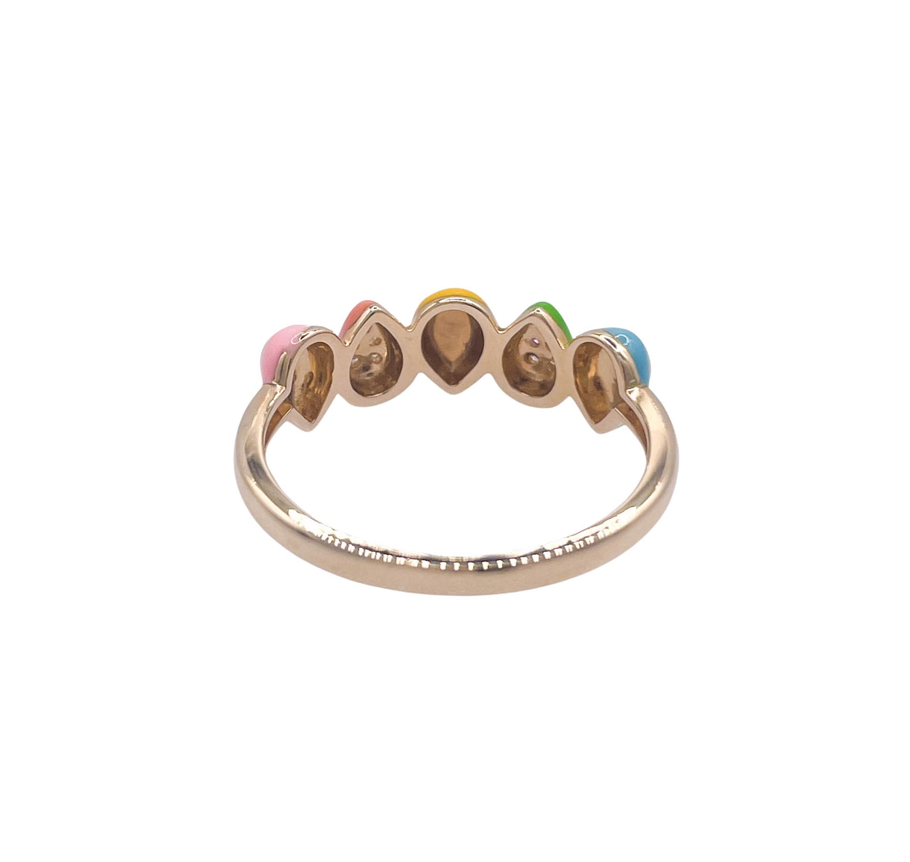 JAY FEDER 14K YELLOW GOLD DIAMOND MULTI COLORED ENAMEL BAND RING