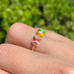 JAY FEDER 14K YELLOW GOLD DIAMOND MULTI COLORED ENAMEL BAND RING