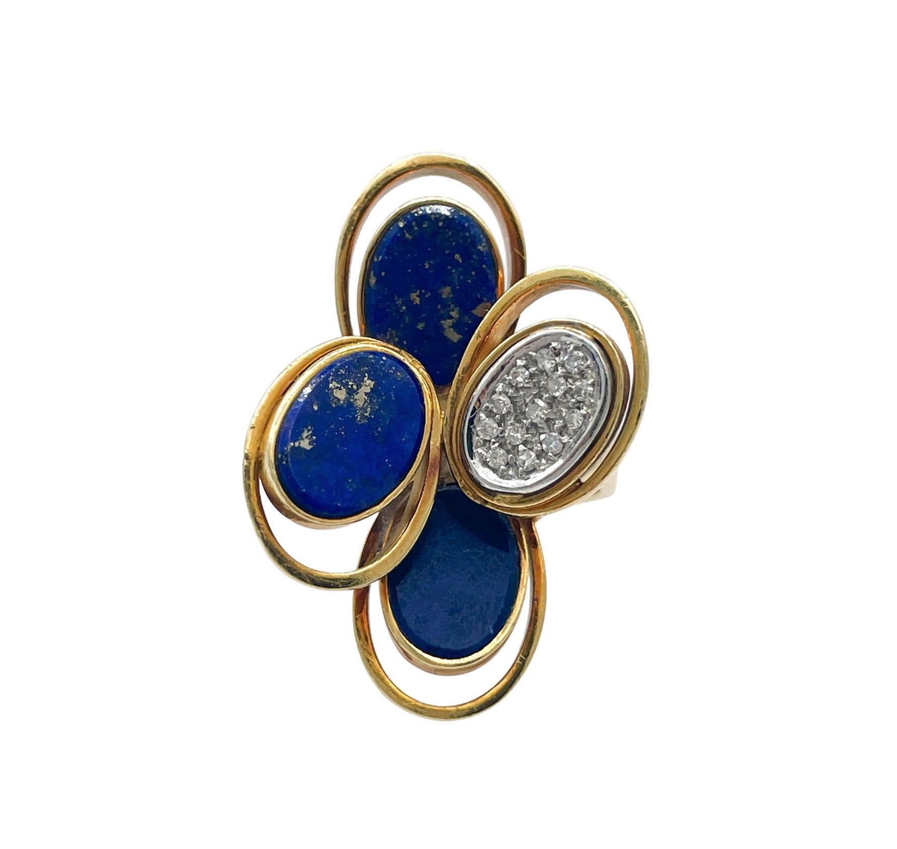 JAY FEDER 18K YELLOW GOLD LAPIS LAZULI DIAMOND RING