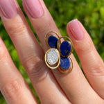 JAY FEDER 18K YELLOW GOLD LAPIS LAZULI DIAMOND RING